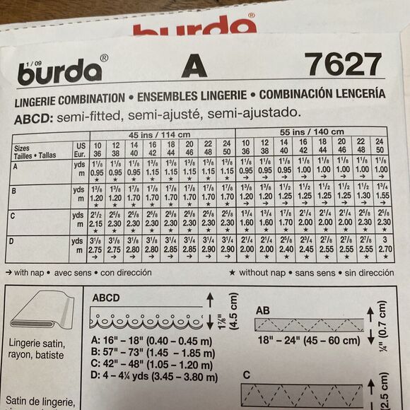 Burda Sewing Pattern #7627 Lingerie Camisole Nightdress Robe Pants 10-24 UNCUT - Picture 6 of 6